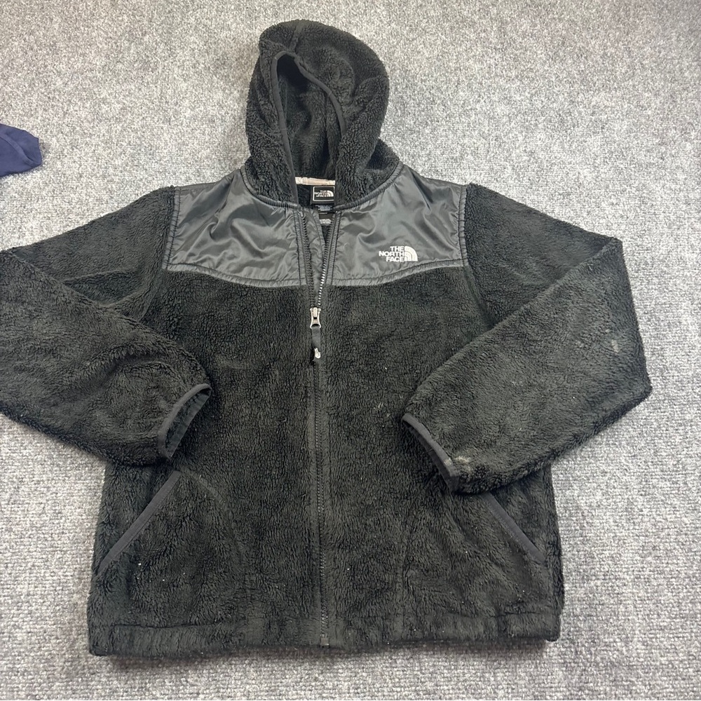 THE NORTH FACE Girls Black Oso Furry Fleece Hoodie Jacket size: Large 14/16